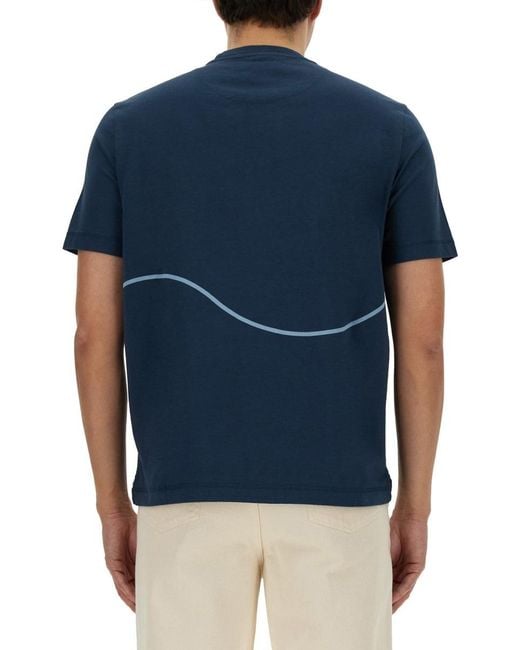 Paul Smith Blue Ps Paul Smith Logo Detailed Crewneck T-Shirt for men