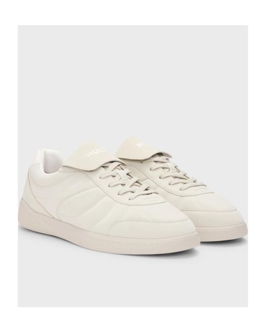 Boss White Oversized-Tongue Sneakers for men