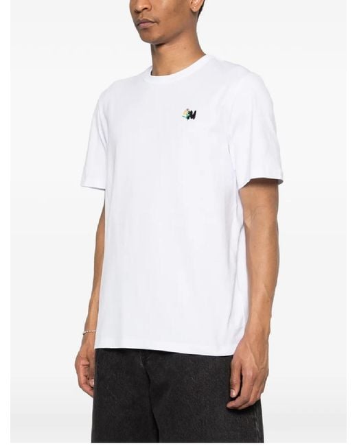 MSGM White Logo-Embroidered T-Shirt for men