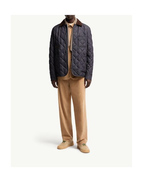 Moncler Blue Kryen Diamond Quilted Denim Down Shirt Jacket for men