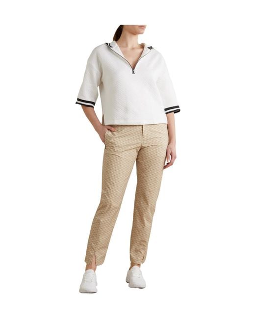 Bogner Natural Tesja Cropped Printed Shell Straight-Leg Golf Pants