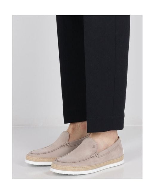 Tod's Gray Logo Embossed Slip-On Loafers for men