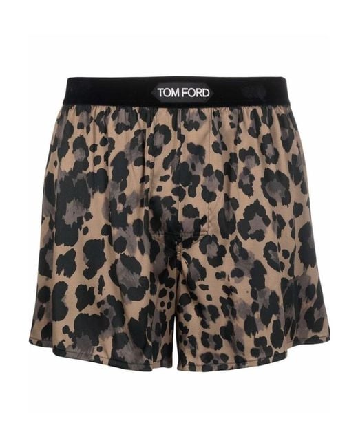 Tom Ford Black Leopard Printed Boxer Shorts for men