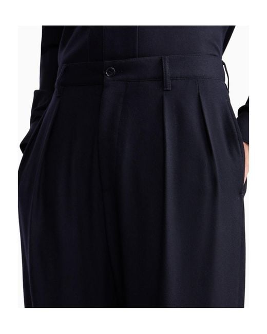 GIORGIO ARMANI X ALANUI Blue Giorgio Armani For Alanui Pure Virgin Wool Double-Pleat Trousers for men