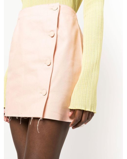 Raf Simons Pink Frayed Cotton Miniskirt