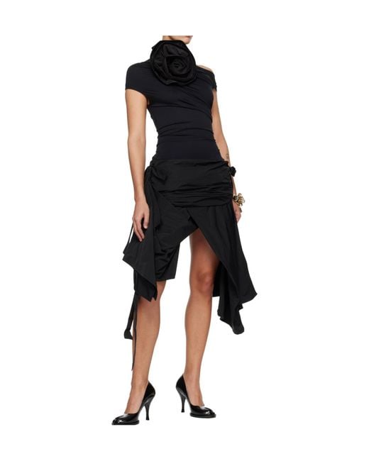 VAQUERA Black Rose Applique Mini Dress