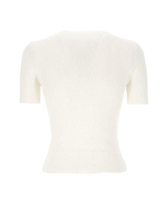 Balenciaga White Crewneck Knitted Top