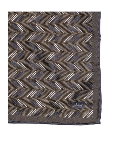 Brioni Gray Printed Square Scarf for men