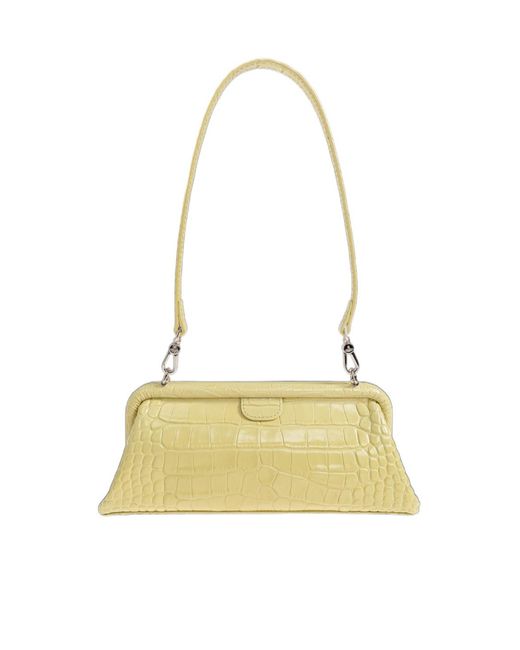 Vivienne Westwood Metallic Jane Frame Embossed Croc Shoulder Bag