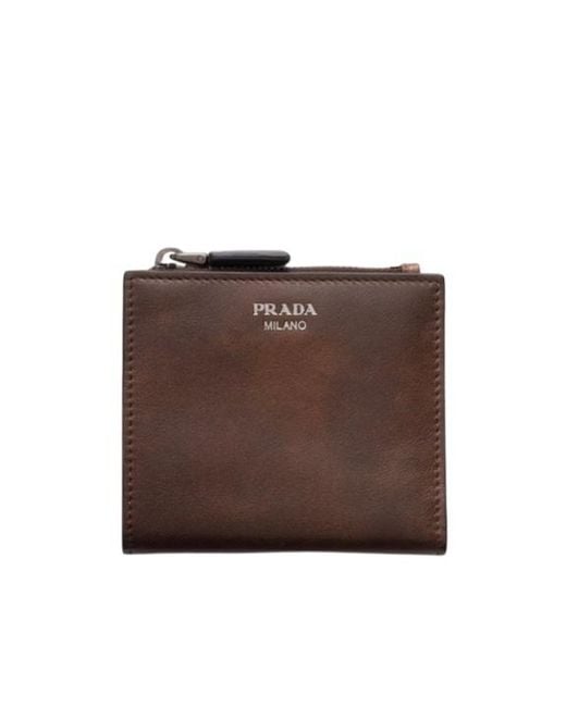 Prada Brown Small Leather Wallet for men