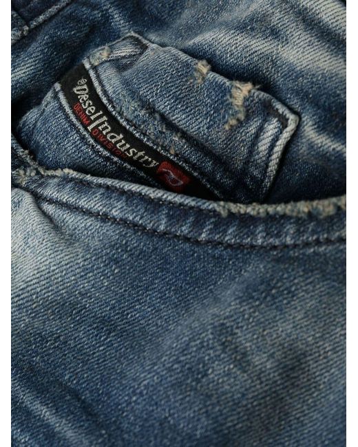 DIESEL Blue Skinny-Cut Distressed Denim Jeans for men