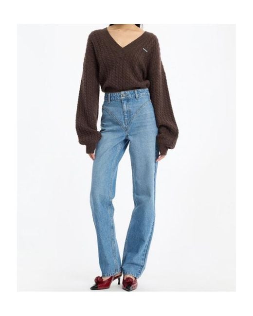 ROTATE BIRGER CHRISTENSEN Blue High Waist Cutline Jeans