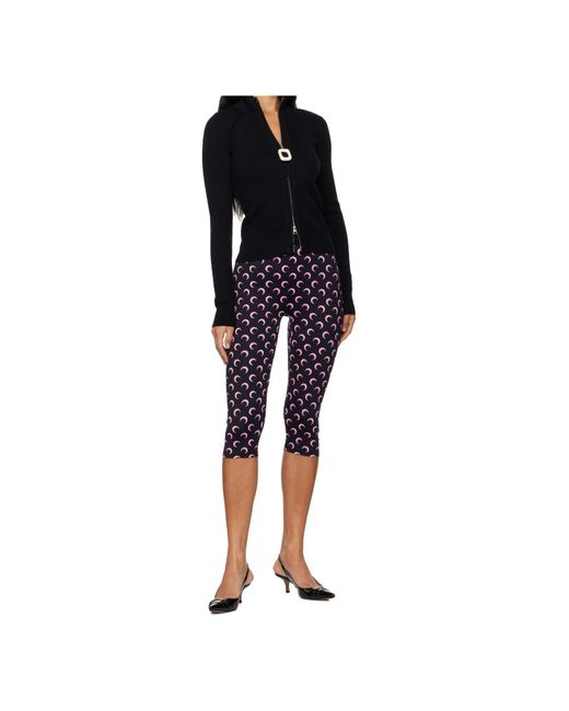 MARINE SERRE Blue Capri Moon-Printed Shorts
