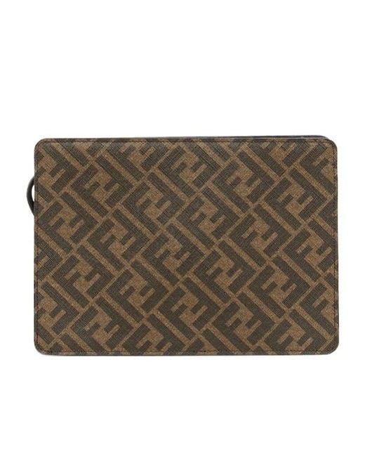 Fendi Blue Squared Ff Standing Clutch Bag for men