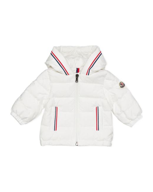 Moncler White Logo Patch Down Jacket