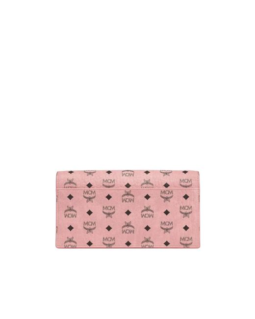 MCM Pink Monogram Printed Foldover Top Crossbody Bag