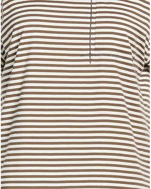 Brunello Cucinelli White Casual Striped T-Shirt