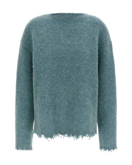 Jil Sander Blue Frayed Edge Boat-Neck Jumper