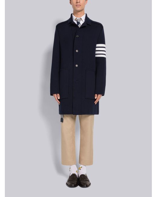 Thom Browne Blue 4-Bar Knitted Longline Cardigan for men