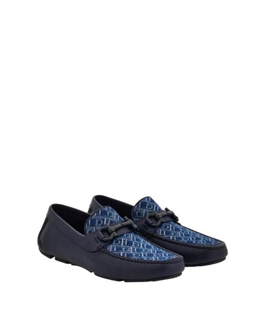 Ferragamo Blue Driver With Gancini Ornament for men