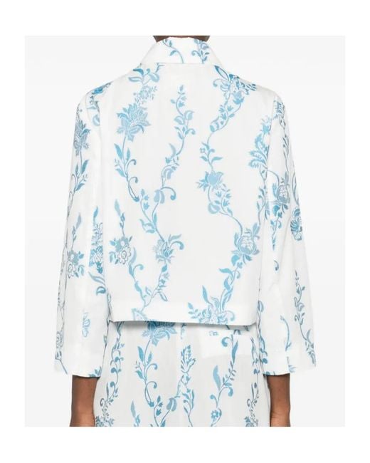 Etro Blue Floral-Pattern Pocket Jacket