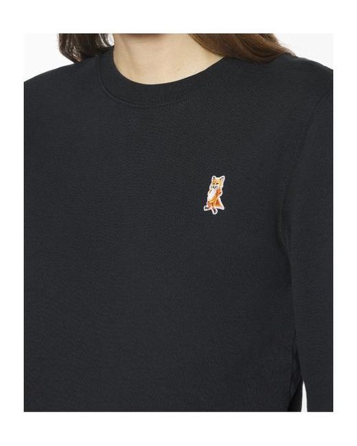 Maison Kitsuné Black Maison Kitsuné Logo-Patch Crewneck Sweatshirt