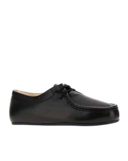 Jil Sander Black Lace-Up Flats