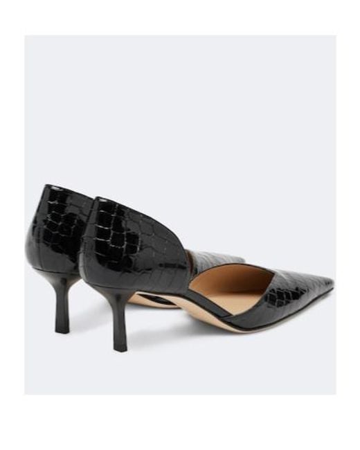 Victoria Beckham Black Crocodile-Effect Leather High Heels