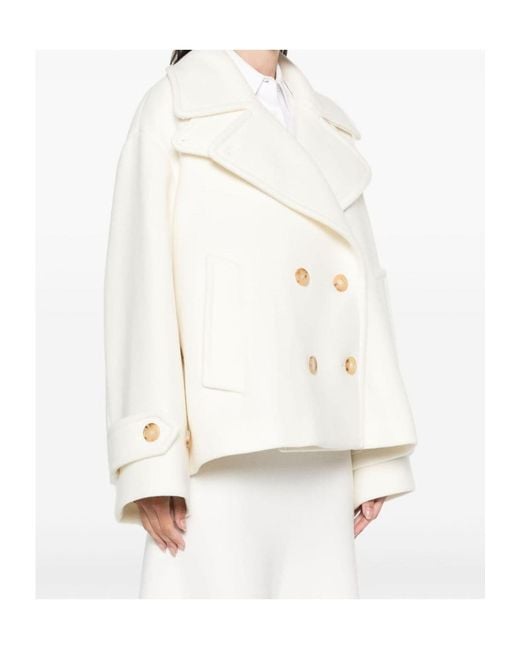 Chloé Natural Chloé Double-Breasted Long-Sleeved Coat