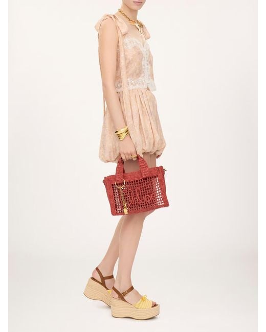 Chloé Red Chloé Summer Banana East-West Small Tote Bag