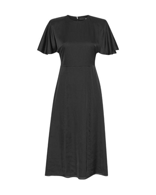 ROTATE BIRGER CHRISTENSEN Black Round Neck Short Sleeve Dress