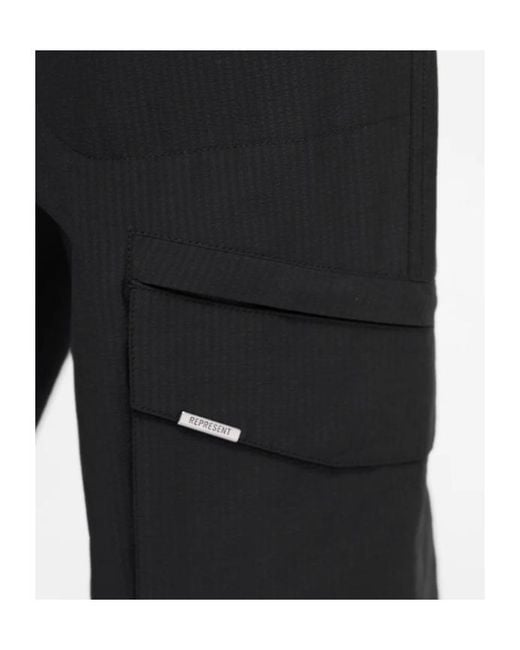 Represent Black Tech Cargo Pants for men