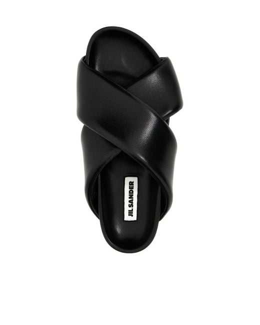 Jil Sander Black Crossover-Strap Padded Sandals for men