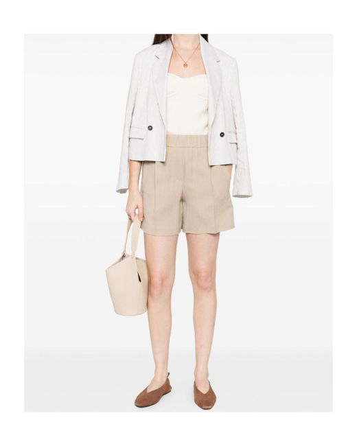 Brunello Cucinelli Natural Fluid Twill Baggy Shorts