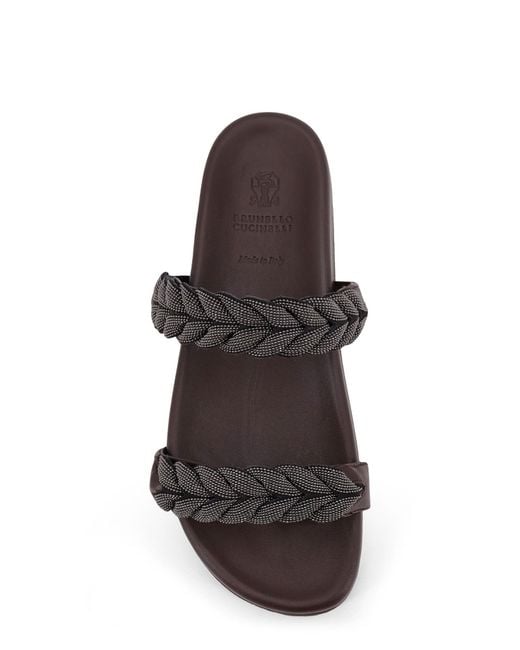 Brunello Cucinelli Brown Slip On Flat Sandals