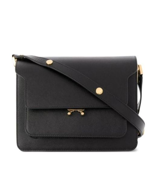 Marni Black Trunk Foldover Medium Shoulder Bag