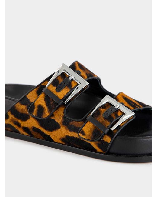 Paris Texas Brown Leopard-Print Flat Sandals