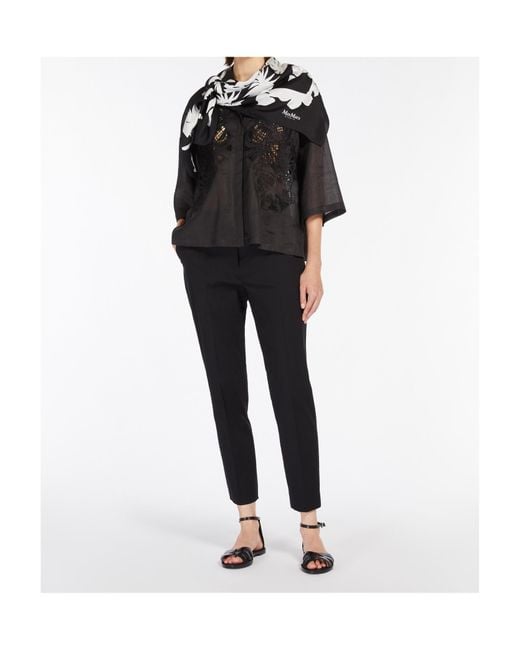 Max Mara Black Studio Legno Embroidered Button-Up Shirt