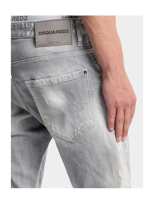DSquared² Gray Slim-Fit Distressed Jeans for men