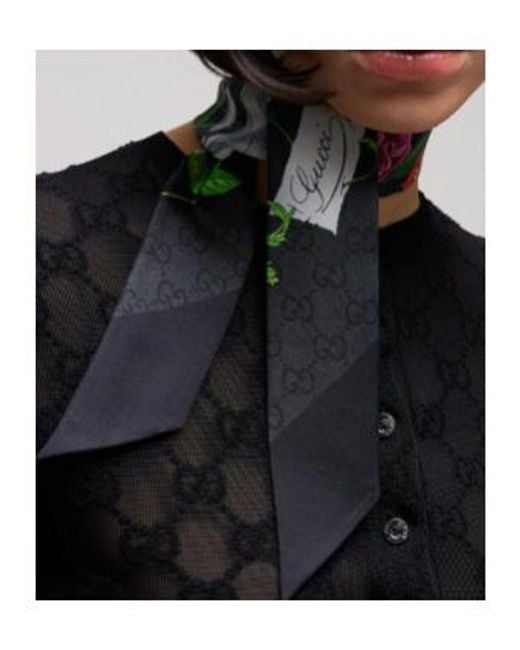 Gucci Green Printed Silk Ribbon