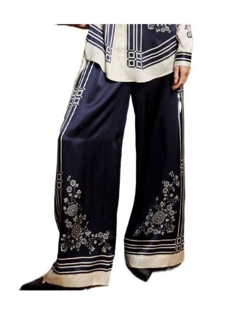 ALÉMAIS Blue Printed Casual Trousers