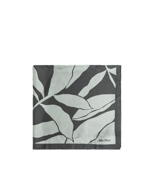 Max Mara Gray Leaf-Print Scarf