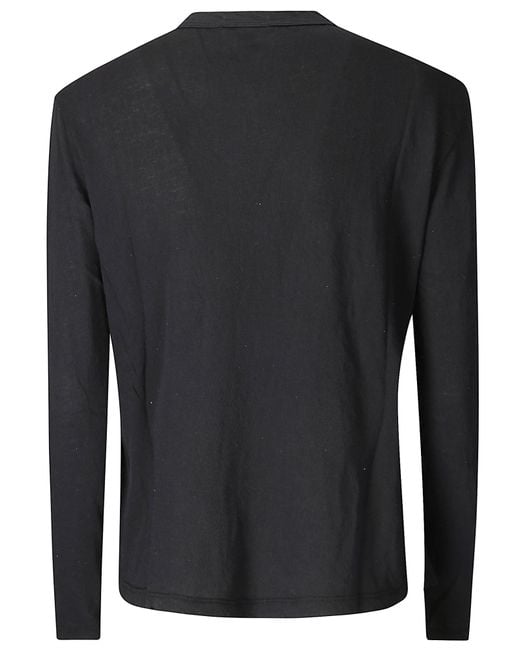 James Perse Black Crepe Jersey Oversized L/S Crew