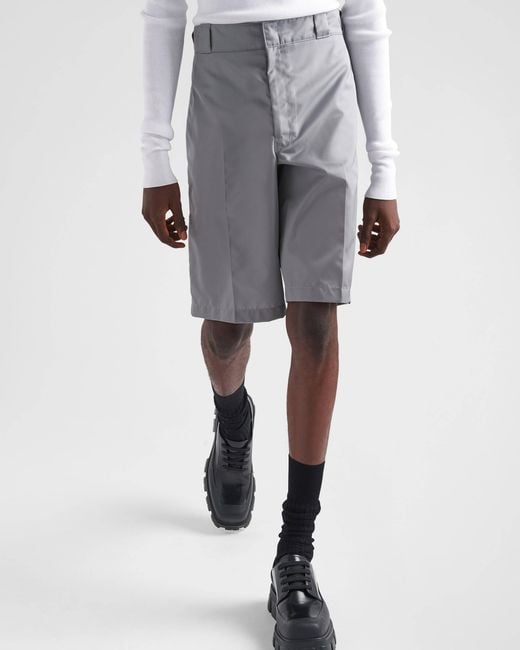 Prada Gray Re-Nylon Bermudas for men