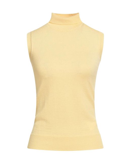 Sportmax Yellow Solid Knit Sleeveless Turtleneck