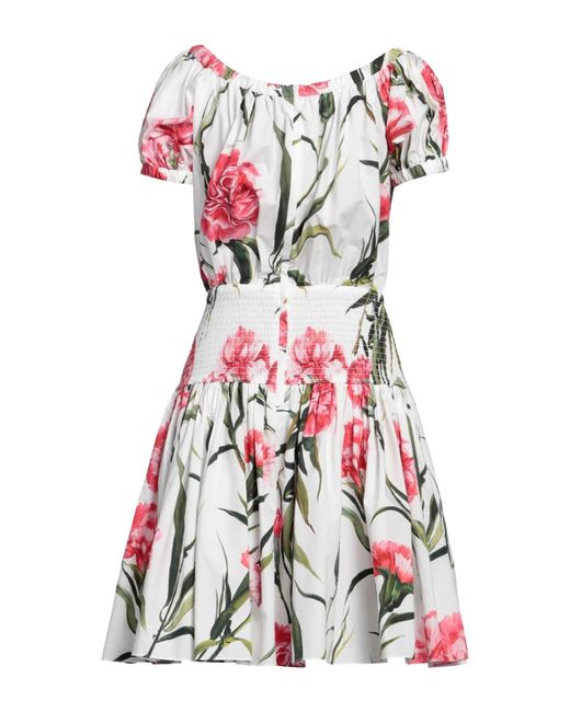 Dolce & Gabbana Red Floral Short-Sleeve Dress