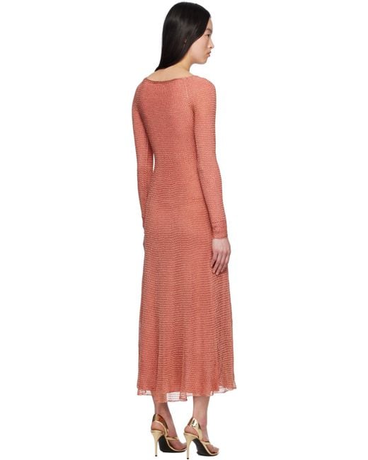Alaïa Pink Alaïa Mesh Knit Long Dress