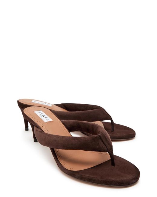 Alaïa Brown Solid Suede Sandals