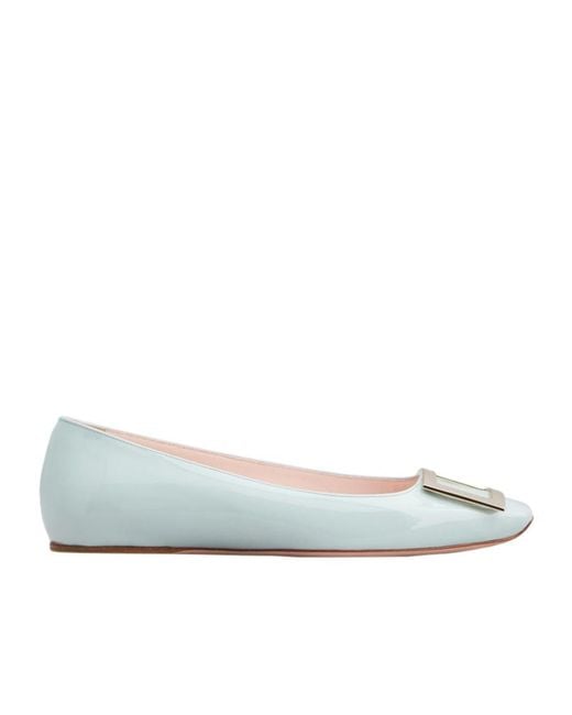 Roger Vivier Gray Trompette Logo Ballet Shoes