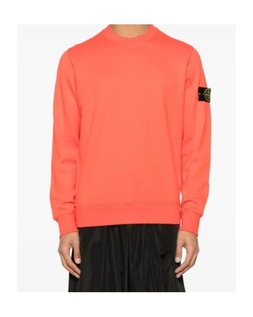Stone Island Red Compass Patch Crewneck Sweatshirt for men